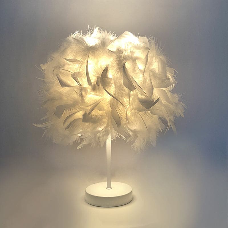 FeatherLux - Veren Bolvormige Tafellamp | Stijlvolle Verlichting voor Een Luxe Interieur