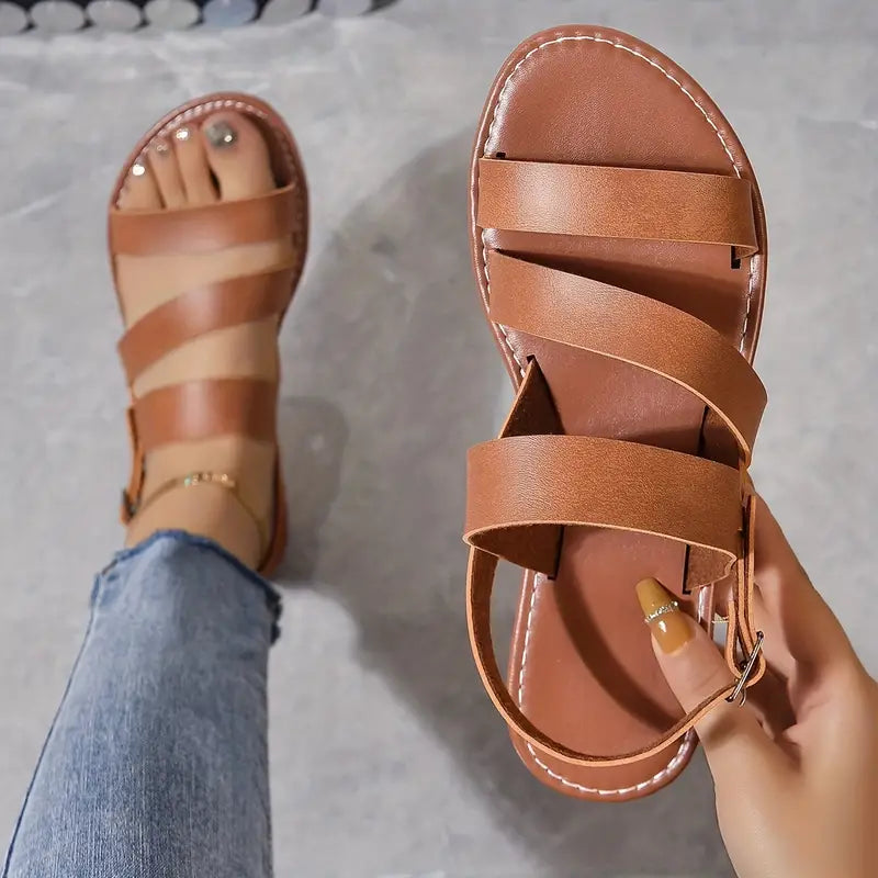 Livia - Stijlvolle Romeinse Enkelriem Strand Sandalen | Comfortabele Zomersandalen voor Dames
