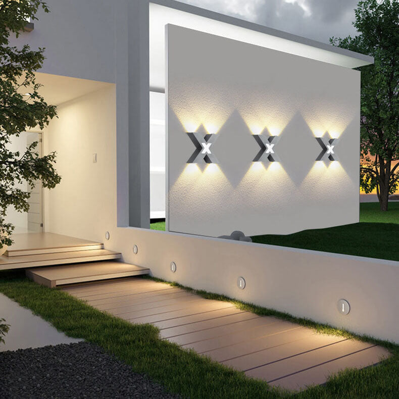 XShapeLux - Waterdichte X-vormige LED Wandlamp met 4 Lichten voor Buiten