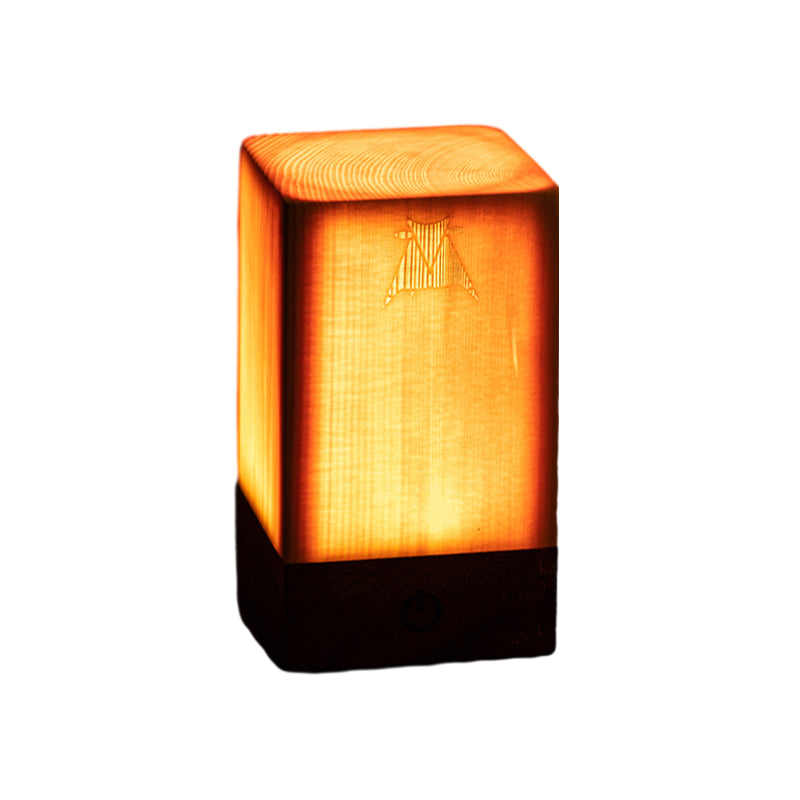 WoodGlow - Tafellamp met Ingebouwde Batterij en Touch Control LED-verlichting | Perfect voor Slaapkamer en Bureau
