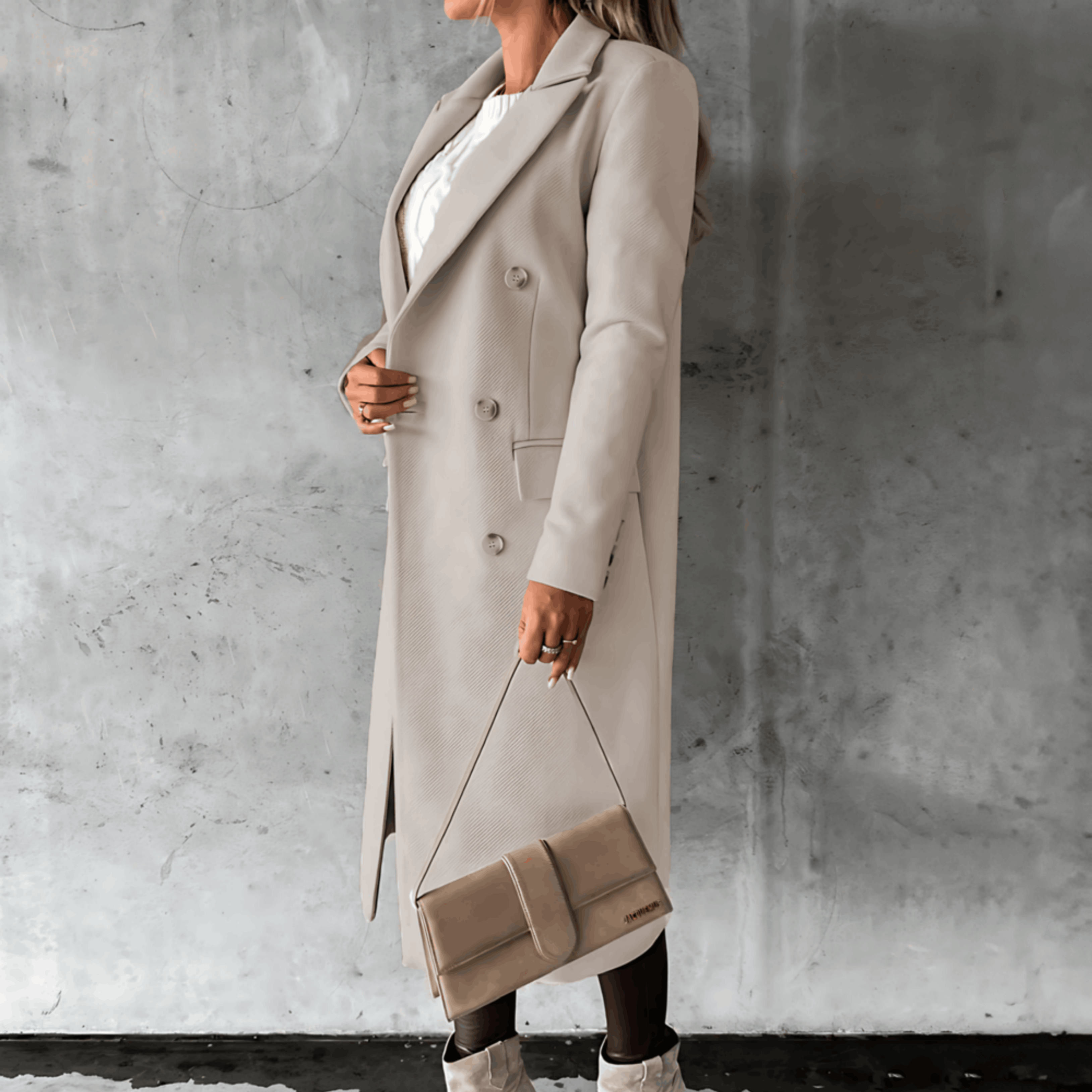 Alana - Chic en Comfortabele Lange Jas met Knopen en Hoge Kraag voor Dames