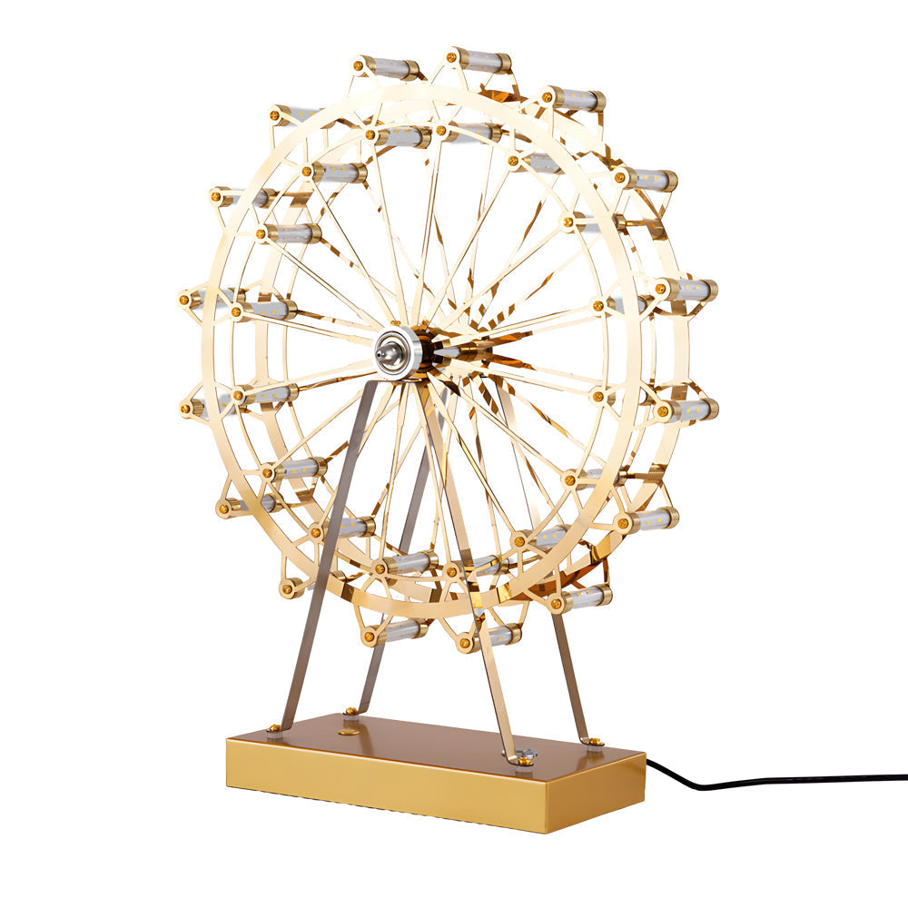 FerrisGlow - Gouden Reuzenrad Tafellamp met Geïntegreerde LED en Touch Schakelaar | Moderne Verlichting voor Stijlvol Interieur