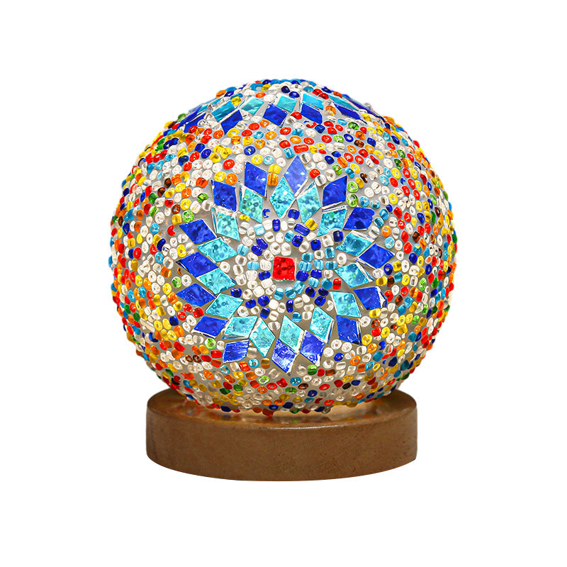 MozaGlow - Sferische LED Dimbare Glazen Bohemian Barok Tafellamp | Mozaïek Nachtlicht 3.9"