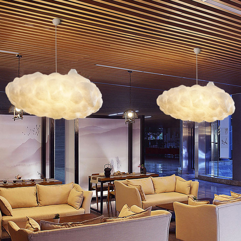 CloudLuxe Design LED Hanglamp - Witte Wolkvormige Lamp van PVC en Katoen voor Slaapkamer en Woonkamer