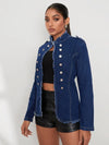 Alexandria - Lange Mouwen Denimjas met Knopen en Robuuste Afwerking