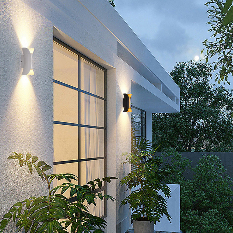 LuxorLED - Moderne Design LED Wandlamp | Zwart Gouden Metaal voor Buiten en Tuin