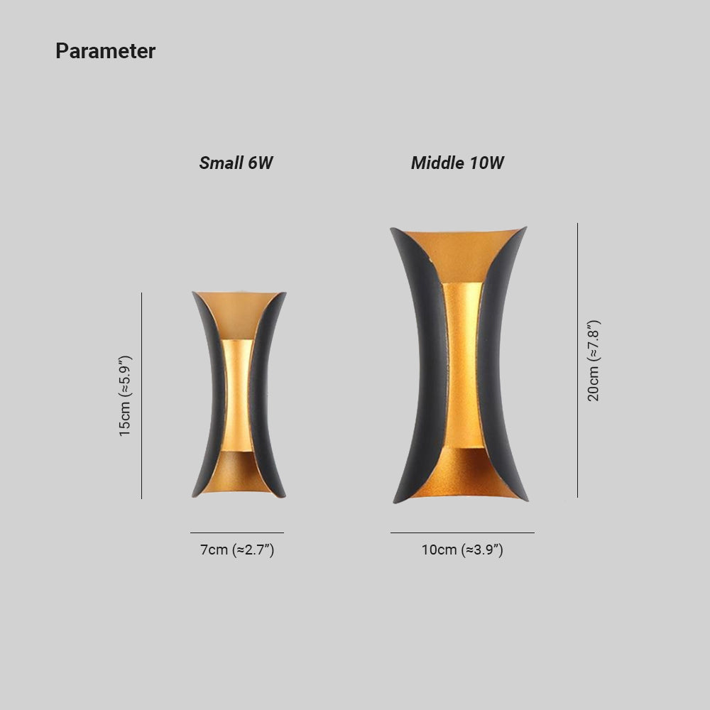 LuxorLED - Moderne Design LED Wandlamp | Zwart Gouden Metaal voor Buiten en Tuin