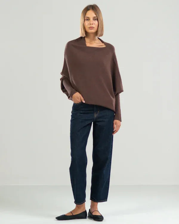 CloudDrape - Asymmetrische Dames Trui met Elegante Drapering