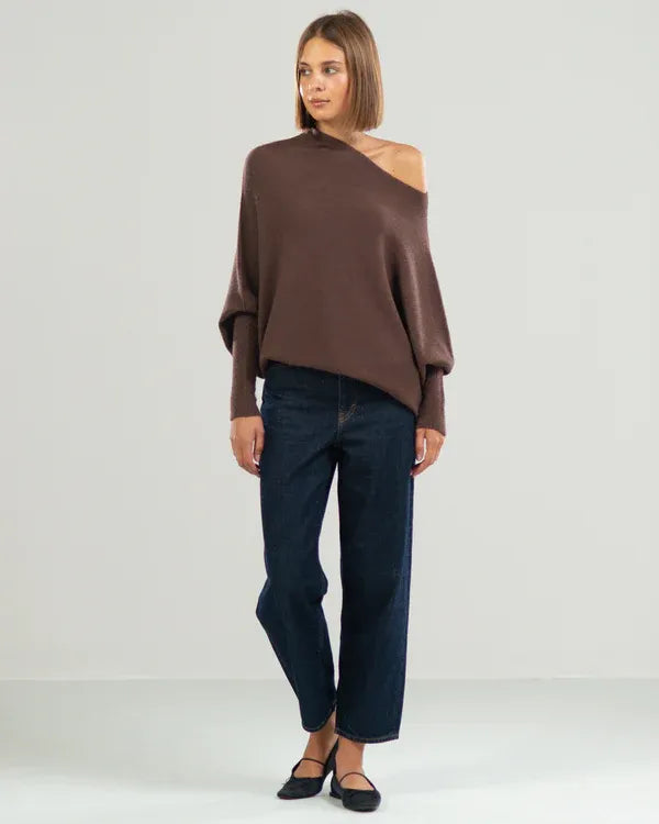 CloudDrape - Asymmetrische Dames Trui met Elegante Drapering