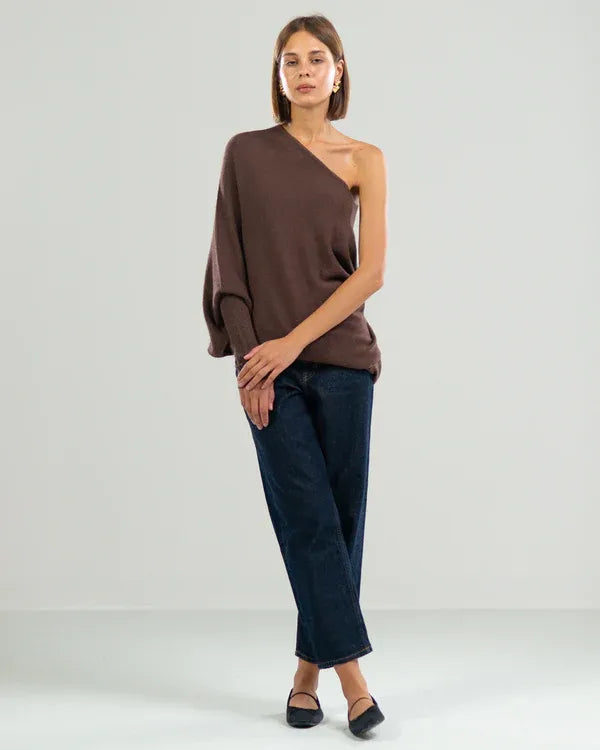CloudDrape - Asymmetrische Dames Trui met Elegante Drapering