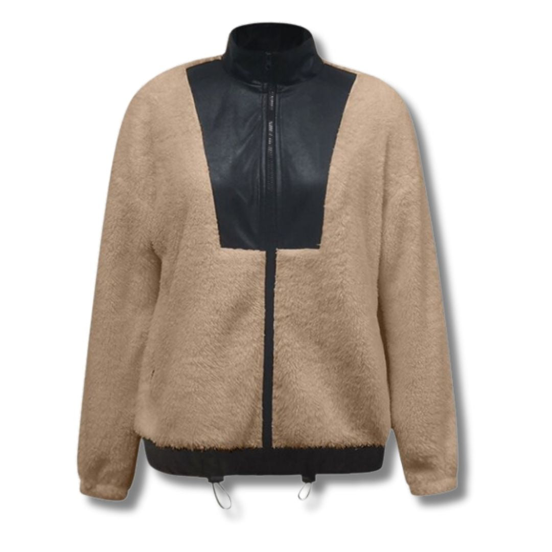 Zara - Damesjas van Kunstleer en Teddy Stof | Stijlvol en Warm voor de Winter
