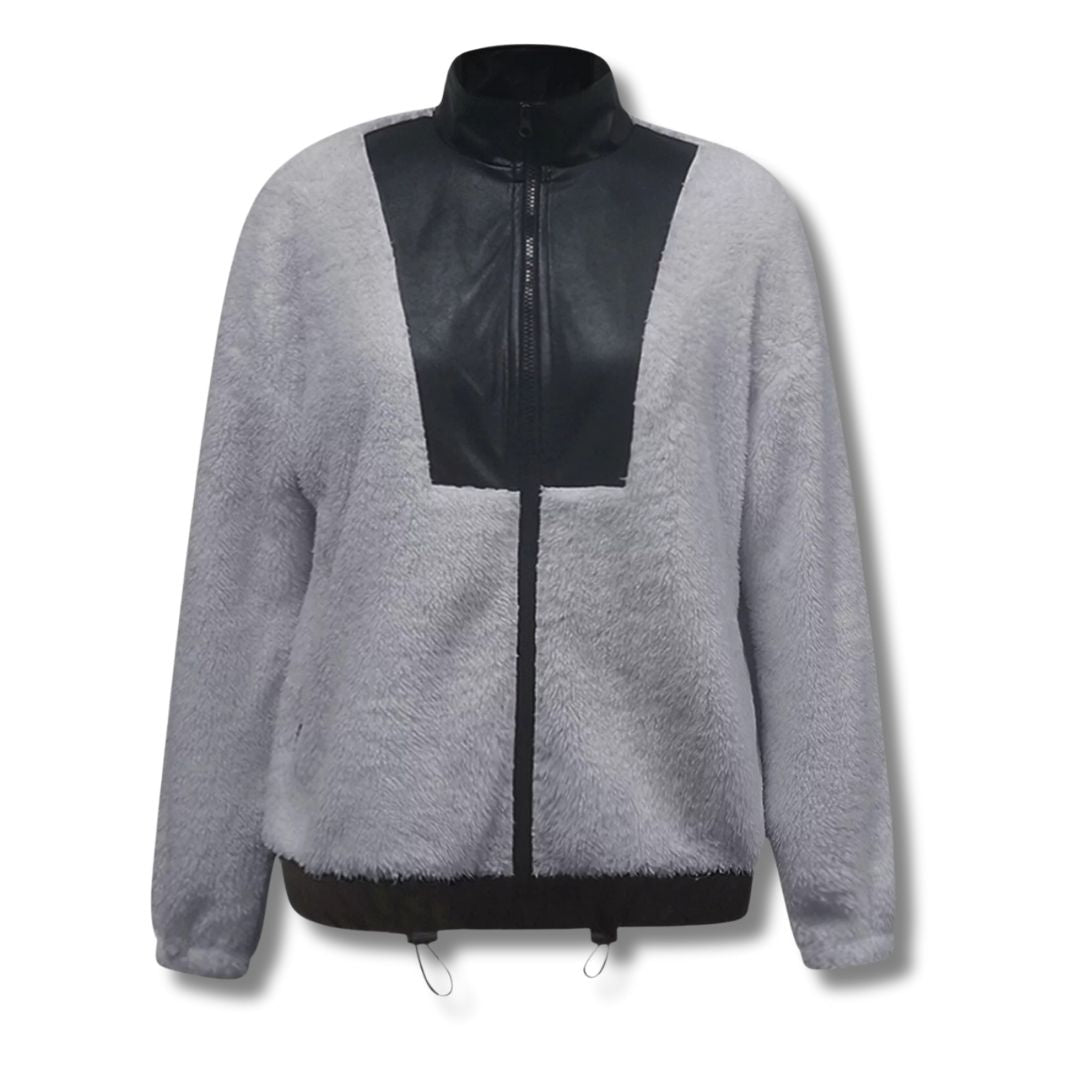 Zara - Damesjas van Kunstleer en Teddy Stof | Stijlvol en Warm voor de Winter
