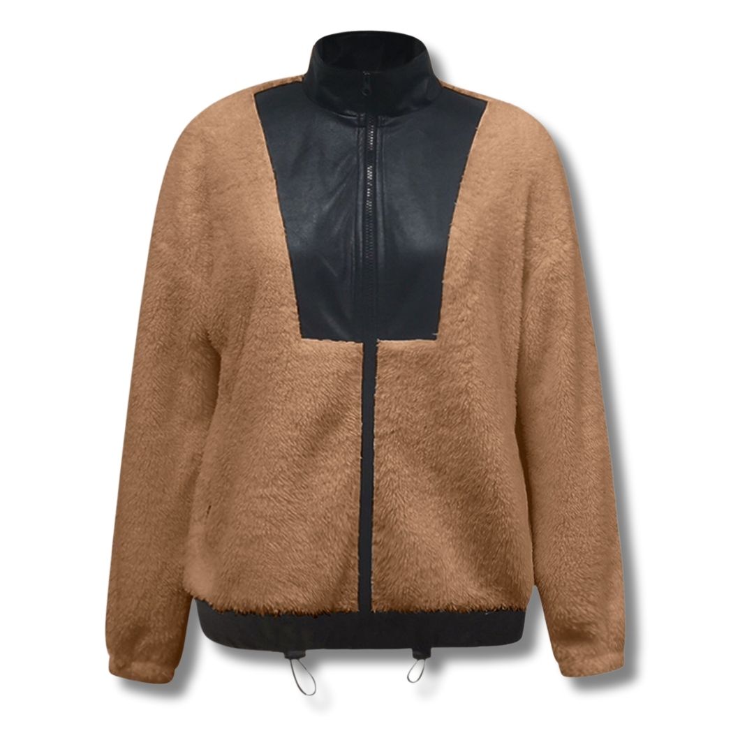 Zara - Damesjas van Kunstleer en Teddy Stof | Stijlvol en Warm voor de Winter