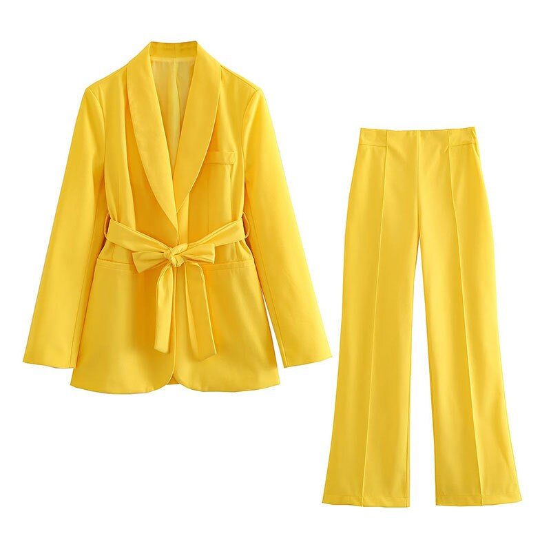 Zamira 2-delige damespak | Elegante Blazer met Riem en Bijpassende Pantalon