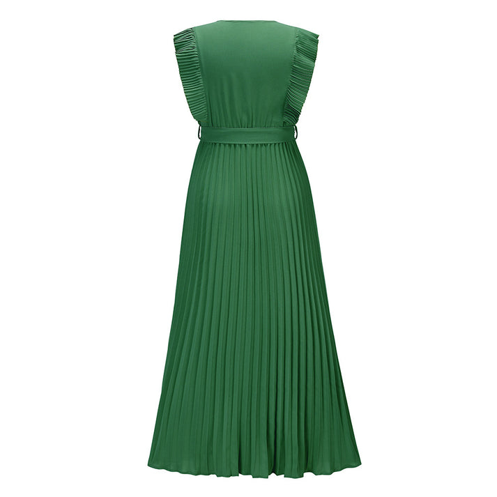 Groene Boho Feestjurk voor Bruiloftsgasten met V-Hals | Stijlvolle Bohemian Jurk voor Elke Gelegenheid