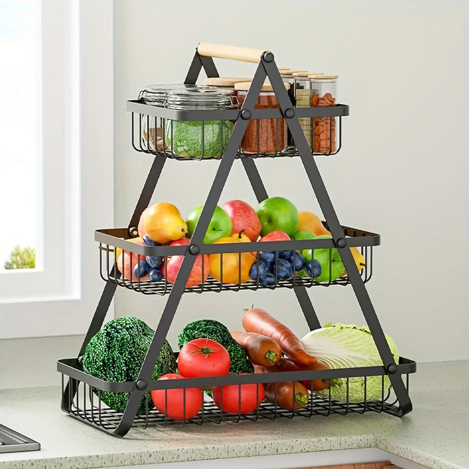 FreshTier - 3-laags Fruitopslag | Stijlvolle Opslag voor Groenten en Fruit