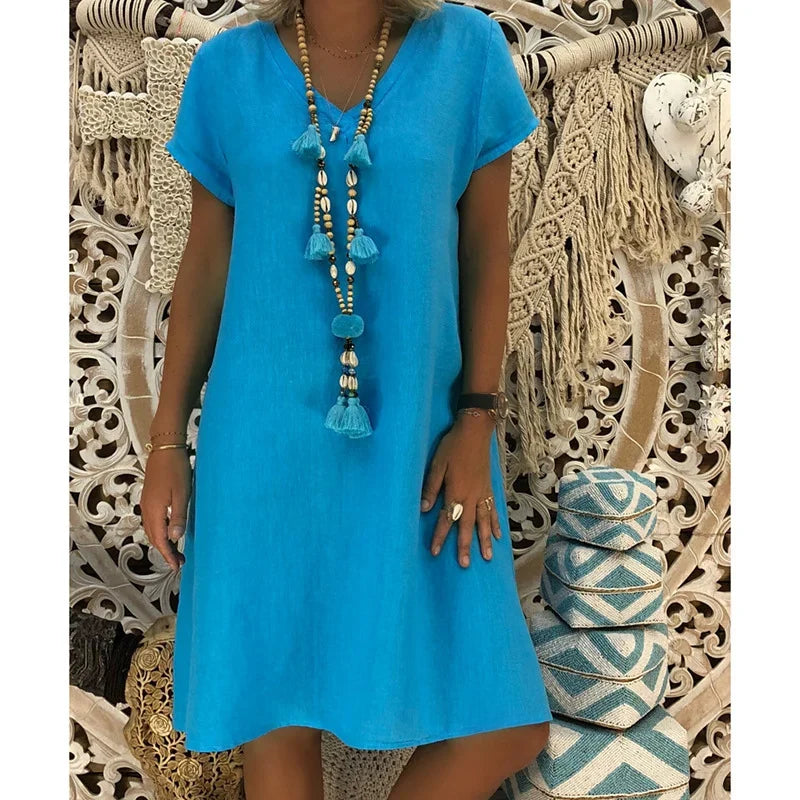 Sienna - Het ultieme Midi-Kleed met V-Hals