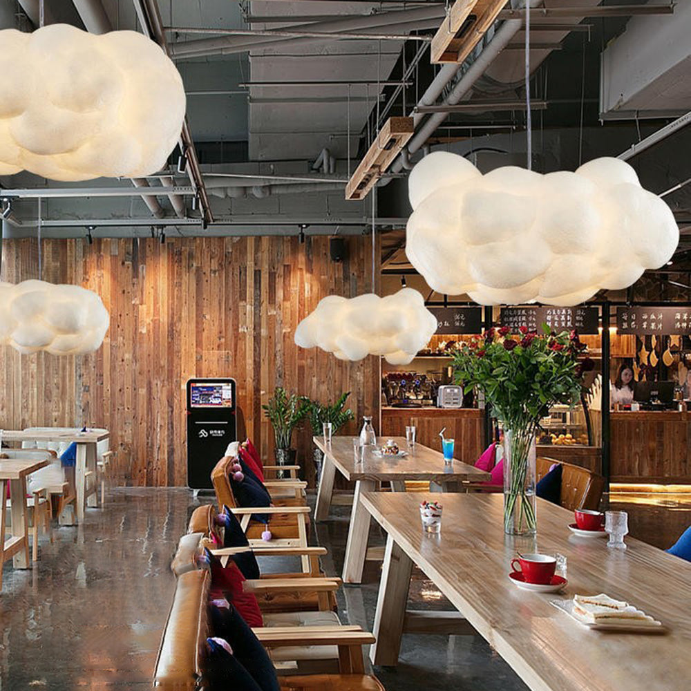 CloudLuxe Design LED Hanglamp - Witte Wolkvormige Lamp van PVC en Katoen voor Slaapkamer en Woonkamer