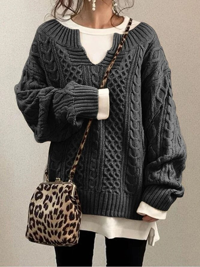 Nina - Comfortabele Warme Oversized Kabeltrui voor Dames