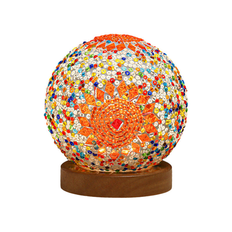 MozaGlow - Sferische LED Dimbare Glazen Bohemian Barok Tafellamp | Mozaïek Nachtlicht 3.9"