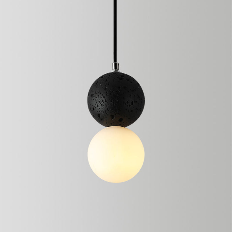LumiSphere Kleine LED Hanglampen - Zwart Wit Glazen Bollen voor Eettafel en Woonkamer