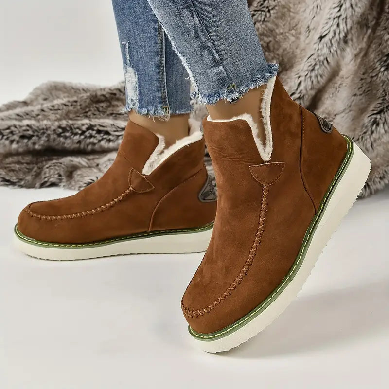 Jasmijn - Dames Laarzen in Effen Fluffy Design | Warme Winterstiefels voor Dames