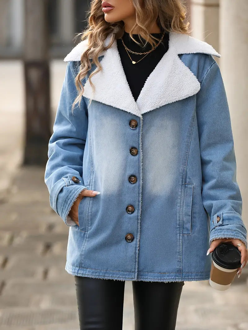 Isabella - Stijlvolle Dames Denimjas met Fleece Voering | Warm en Trendy