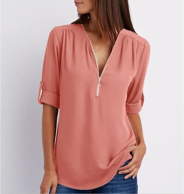 Stijlvolle V-Hals Blouse – Veelzijdig en Elegant