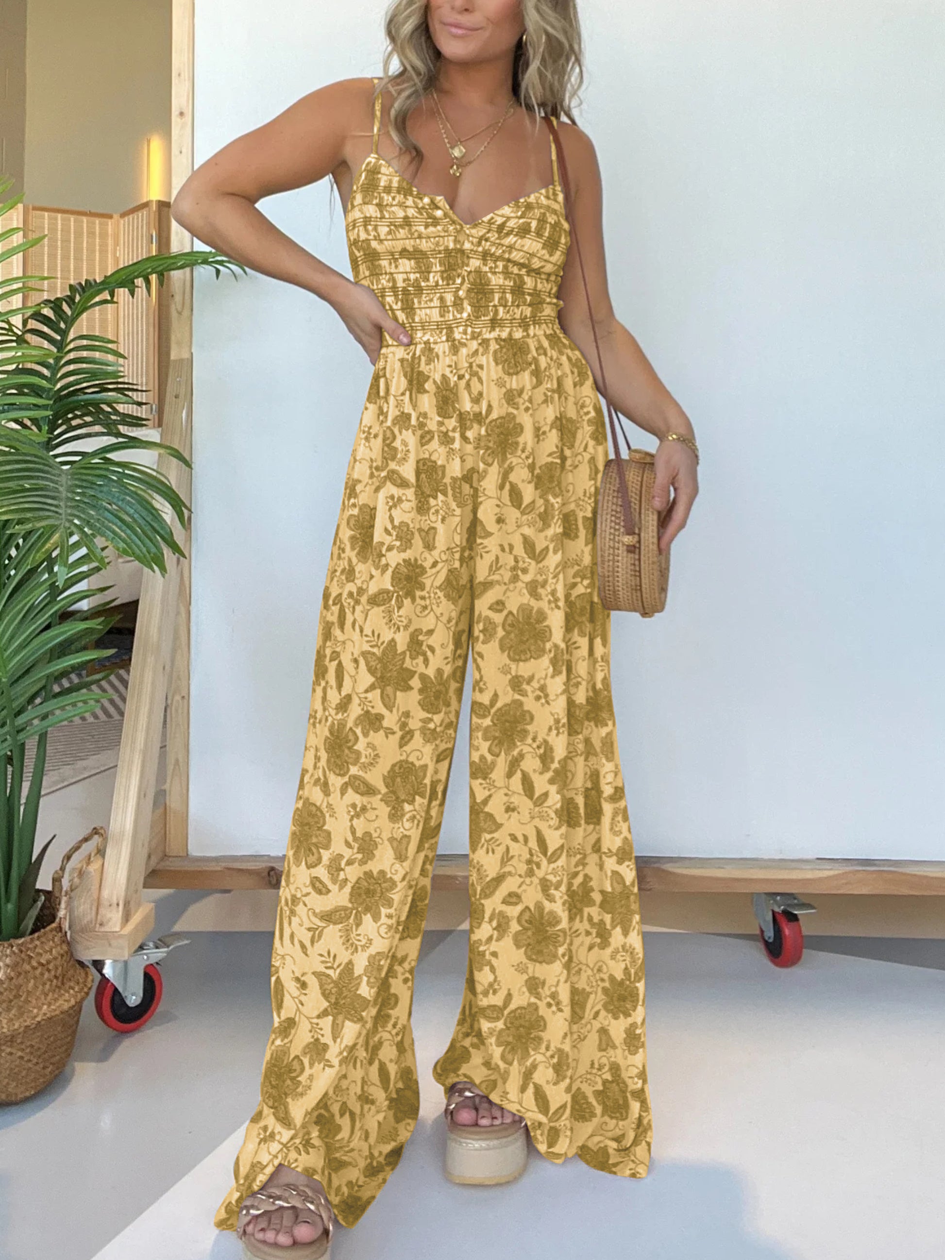 Fleur - Bloemenprint Jumpsuit met Bretels en Wijde Pijpen | Trendy en Comfortabel