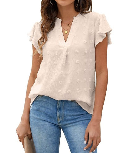 Emma - Witte Blouse met Stippen voor Dames | Stijlvolle en Elegante Blouse