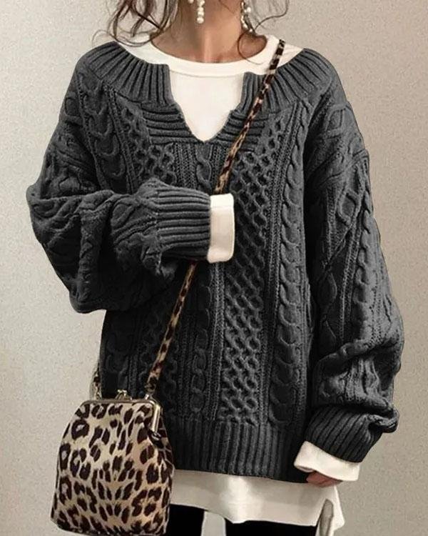 ComfortKnit - Losjes Gebreide Damestrui met Casual Patroon