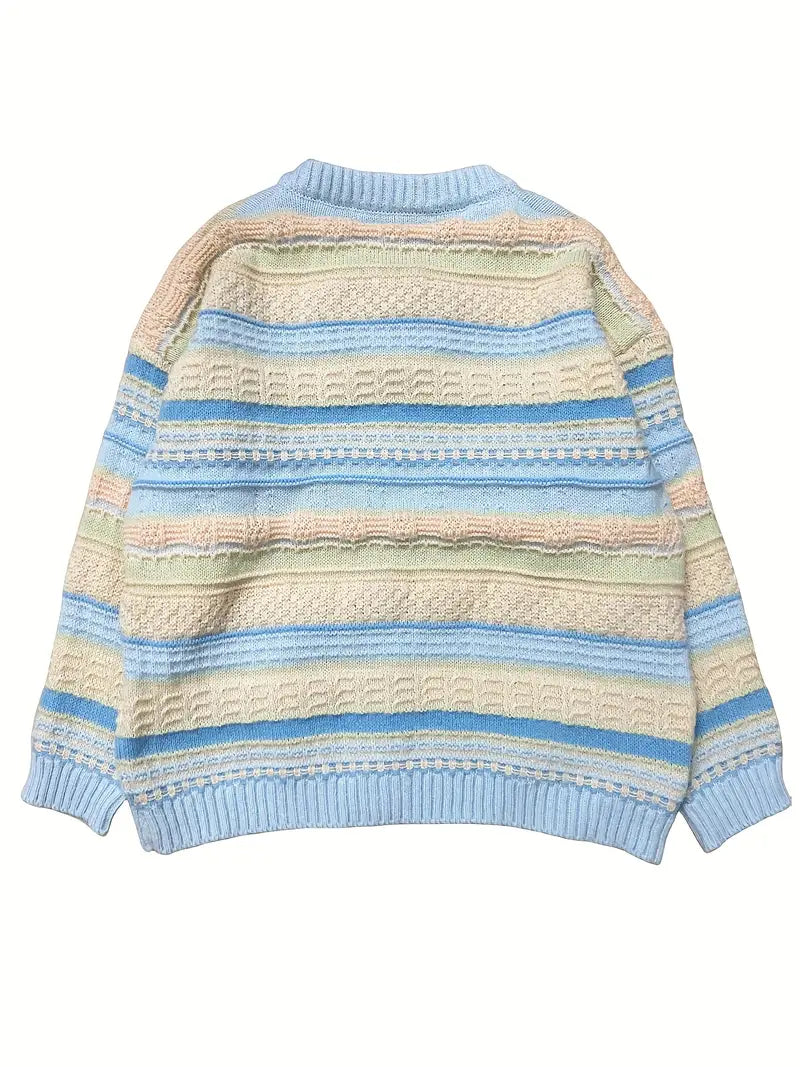 Ingrida - Gestreepte Gebreide Cardigan met Knopsluiting voor Dames - Stijlvolle en Comfortabele Vest