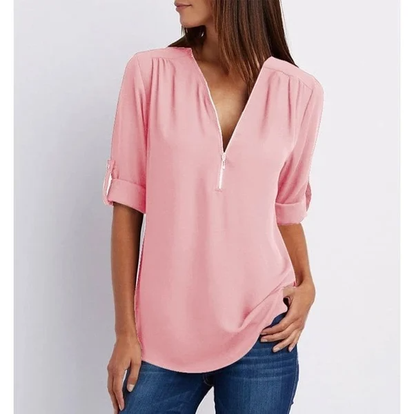 Stijlvolle V-Hals Blouse – Veelzijdig en Elegant