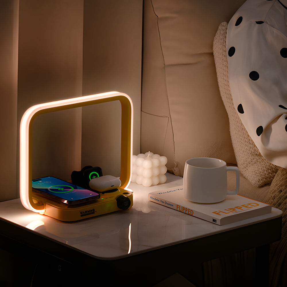 ChargeGlow - 3-in-1 Draadloze Oplader RGB Tafellamp | Multifunctionele Timing Bureau Lamp
