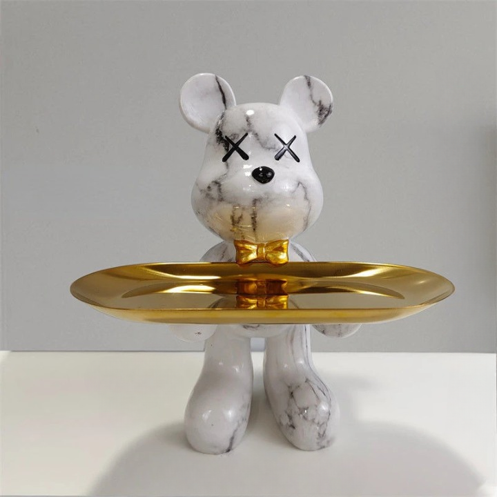 ArtBear - Berenstandbeeld met Decoratief Dienblad | Stijlvol en Functioneel Woonaccessoire