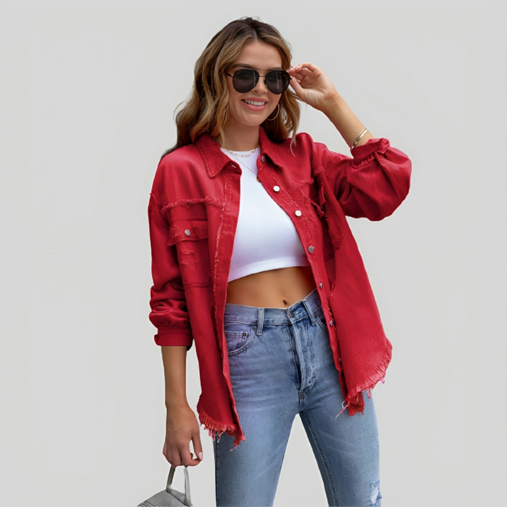 Lianne - Modieuze Gerafelde Shirtjas voor Dames | Trendy en Comfortabel
