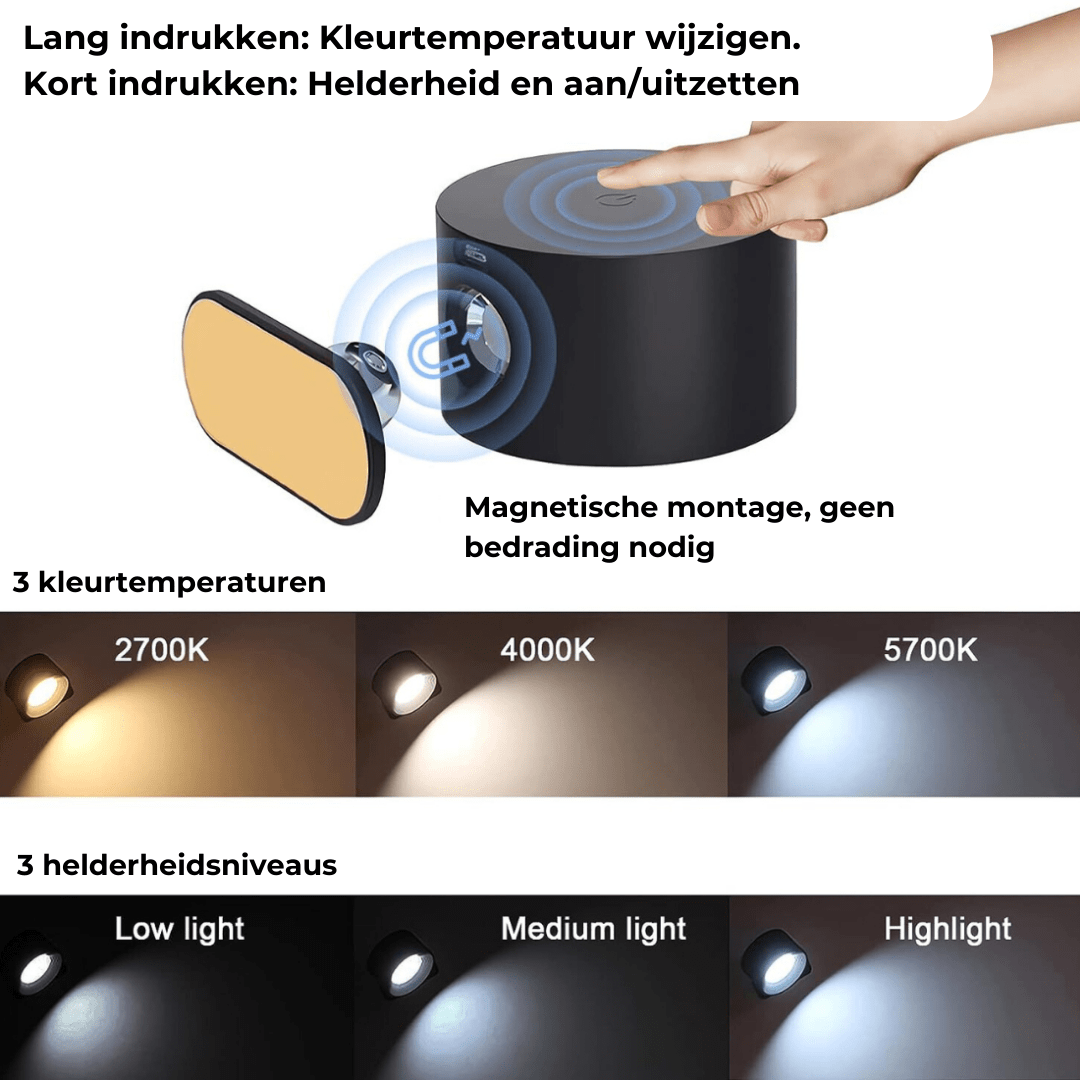 FlexiLight - Draadloze Oplaadbare 360° LED Muurlamp