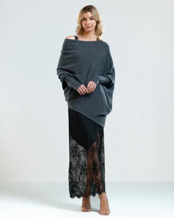 CloudDrape - Asymmetrische Dames Trui met Elegante Drapering