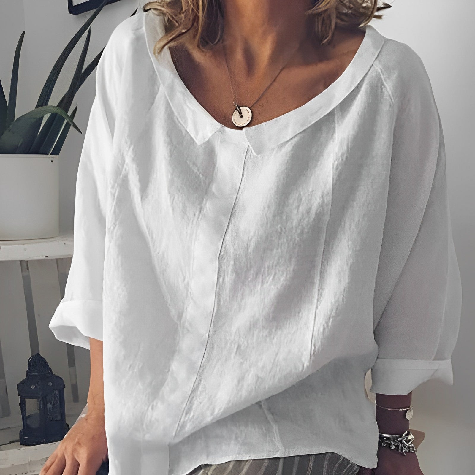 Marja Kaye - Blouse met Omgeslagen Kraag voor Dames - Elegant en Stijlvol