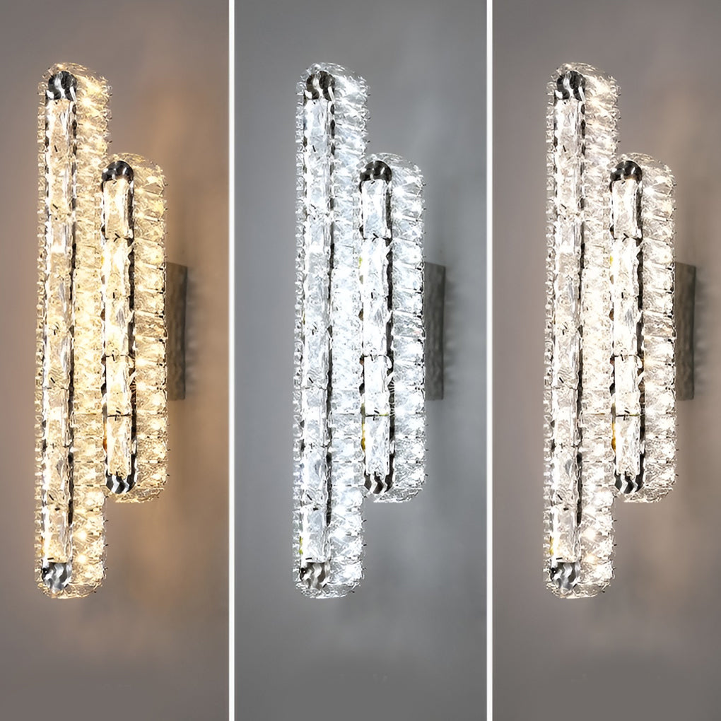 LumiCryst - Dubbele LED Strip Kristallen Wandlamp met Drie-Staps Dimbare Functie | Moderne Verlichting