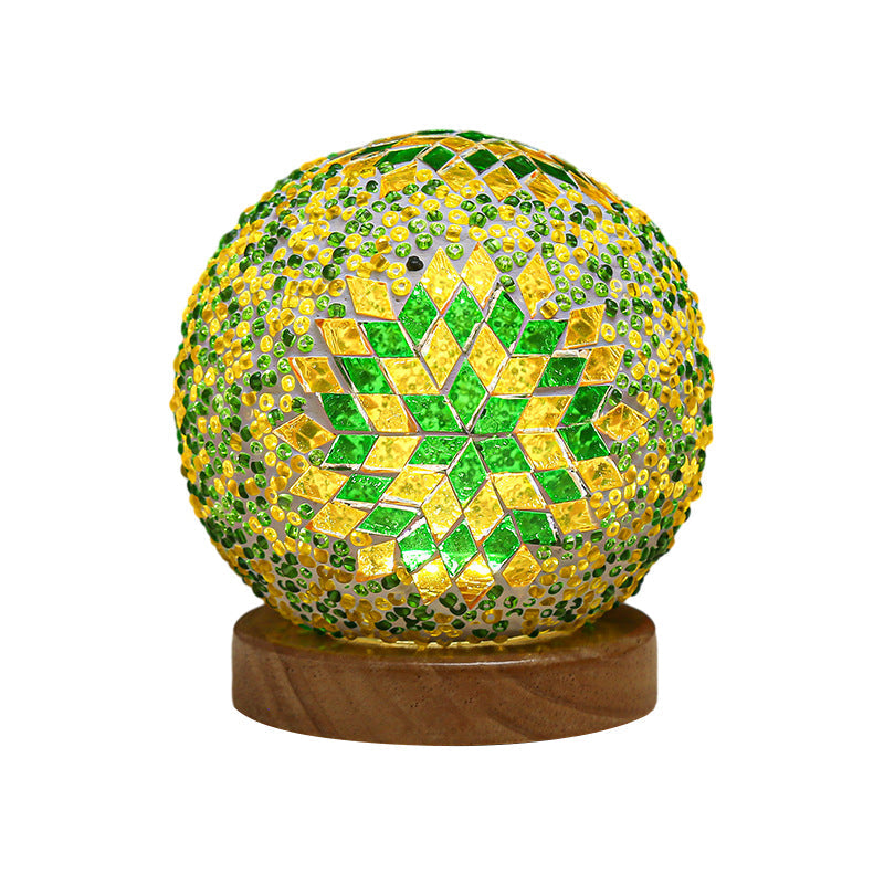 MozaGlow - Sferische LED Dimbare Glazen Bohemian Barok Tafellamp | Mozaïek Nachtlicht 3.9"