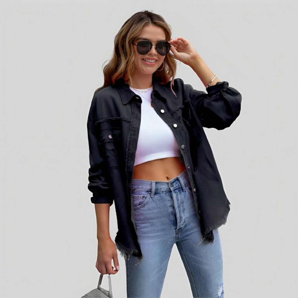 Lianne - Modieuze Gerafelde Shirtjas voor Dames | Trendy en Comfortabel