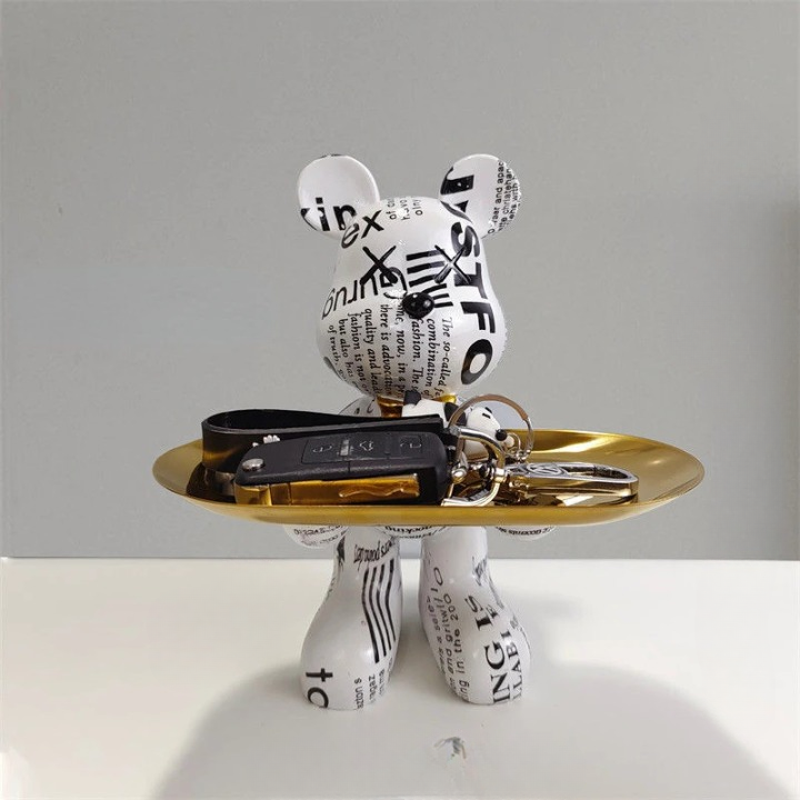 ArtBear - Berenstandbeeld met Decoratief Dienblad | Stijlvol en Functioneel Woonaccessoire