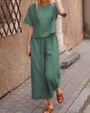 Alina - Modern Tweedelig Set met Fladdertop voor Dames | Stijlvol en Comfortabel Outfit