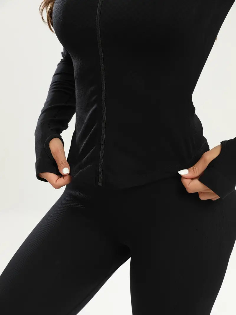 Una - Zwarte Dames Yoga Jas | Slim Fit en Comfortabel