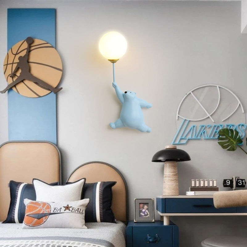 BearBright - LED Wandlamp in Wit/Blauw/Roze | Dierenthema voor Slaap-, Woon- en Kinderkamer