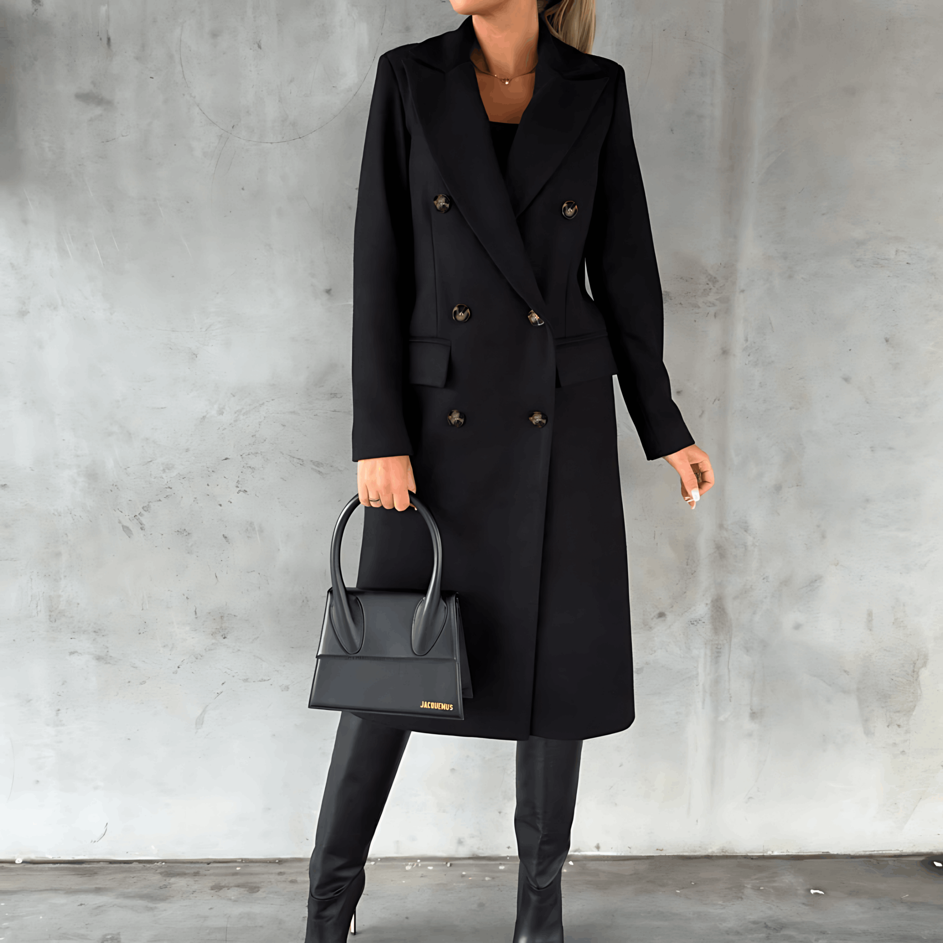 Alana - Chic en Comfortabele Lange Jas met Knopen en Hoge Kraag voor Dames