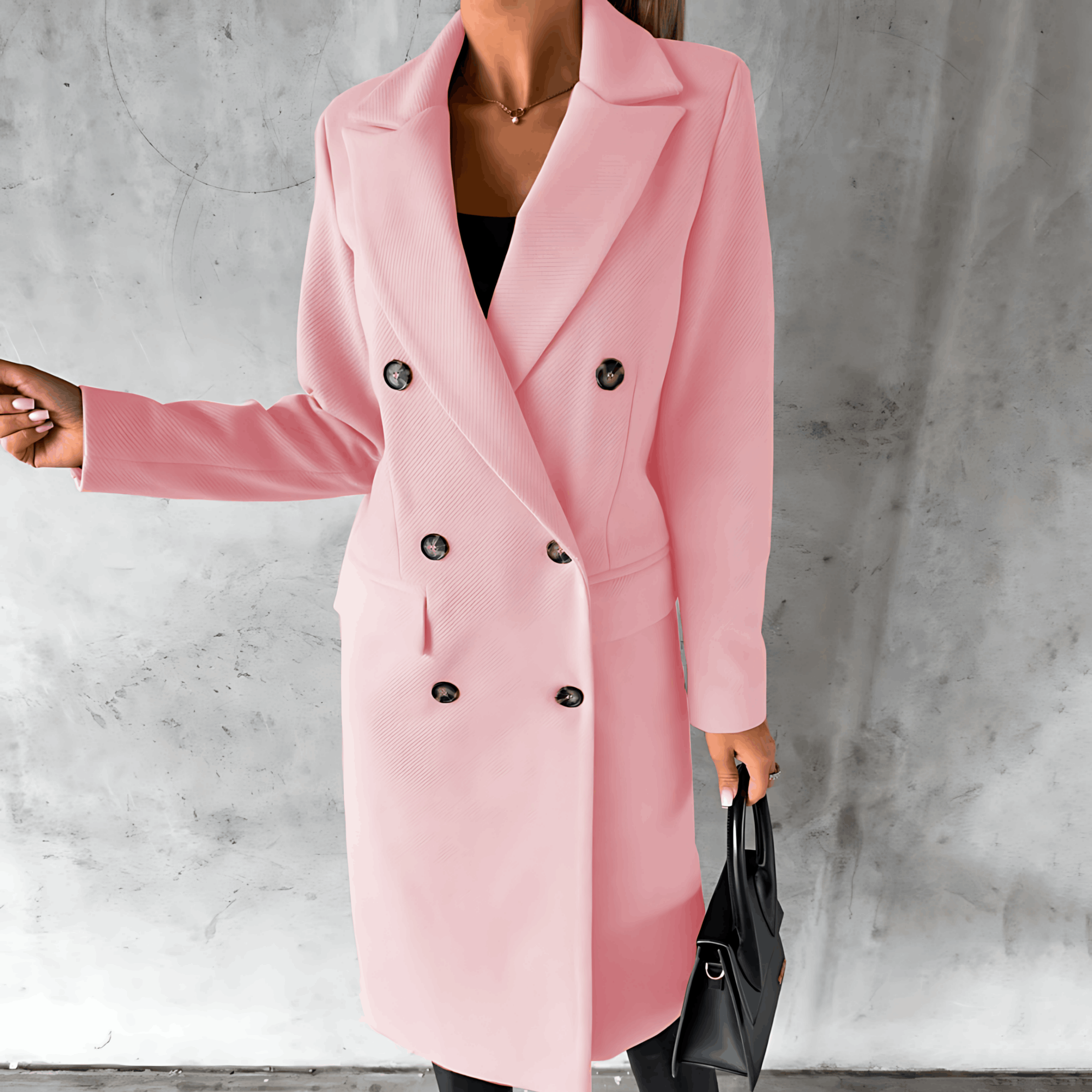 Alana - Chic en Comfortabele Lange Jas met Knopen en Hoge Kraag voor Dames