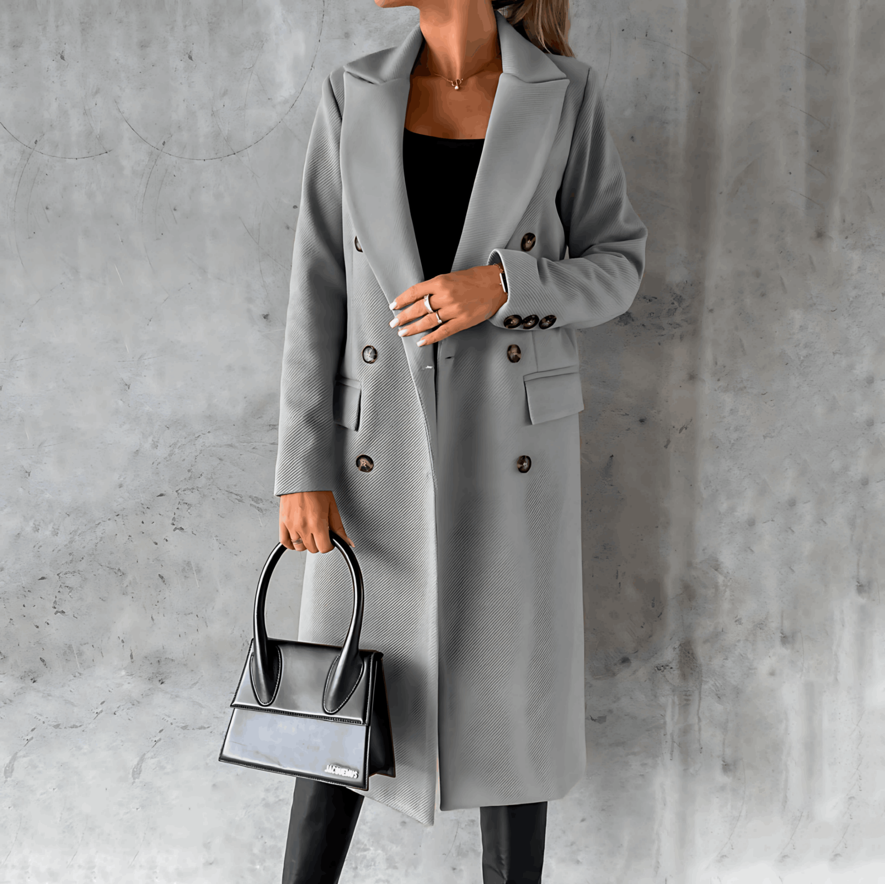 Alana - Chic en Comfortabele Lange Jas met Knopen en Hoge Kraag voor Dames