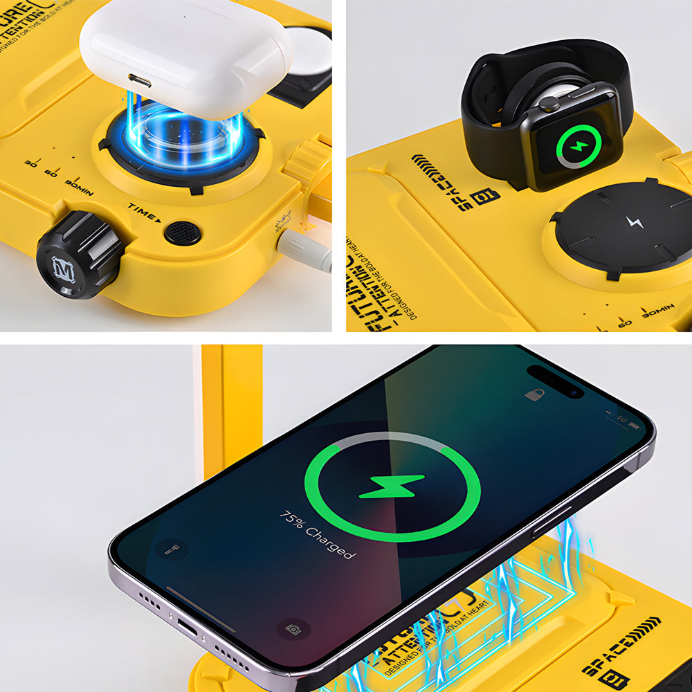 ChargeGlow - 3-in-1 Draadloze Oplader RGB Tafellamp | Multifunctionele Timing Bureau Lamp